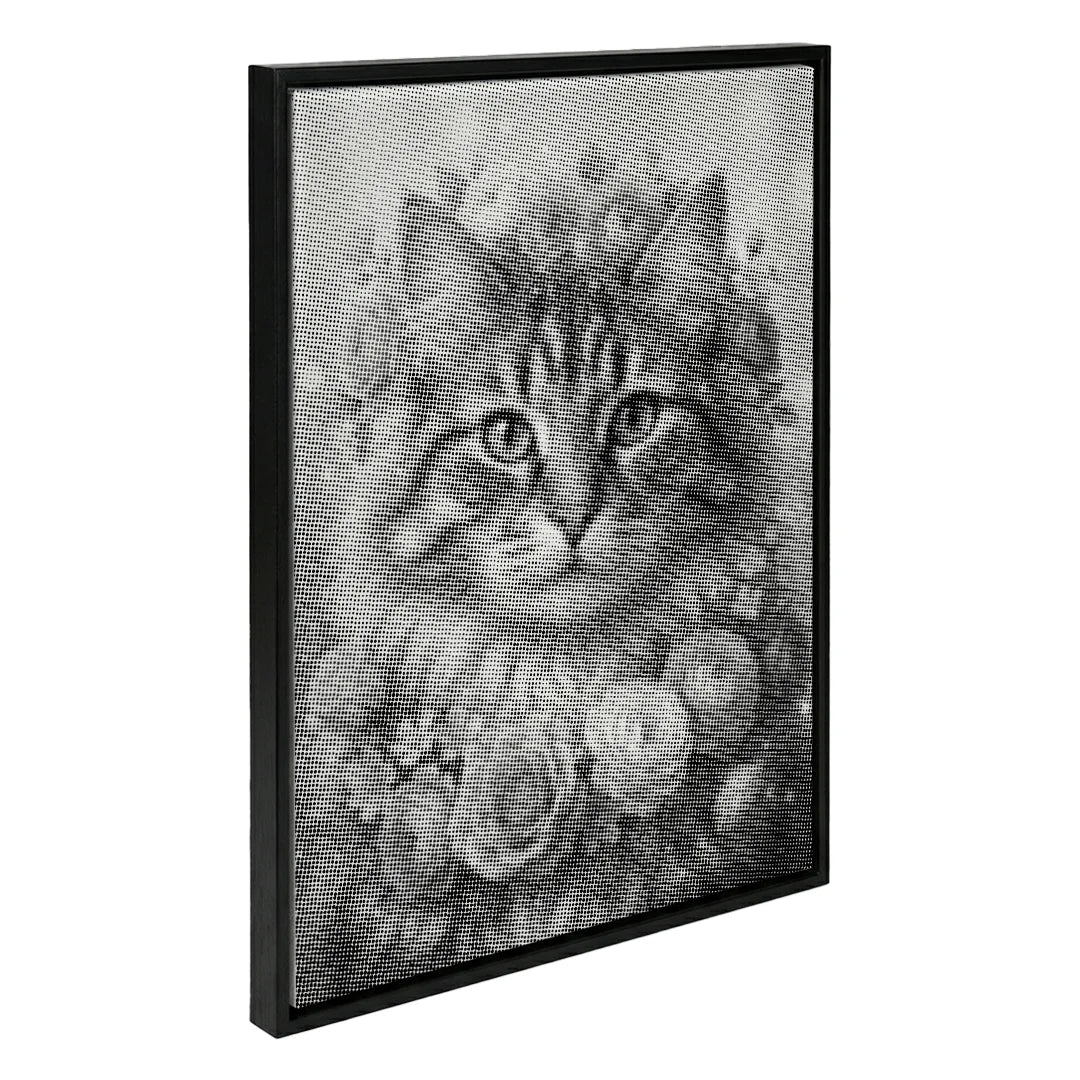 Katt med blommor Dot målning