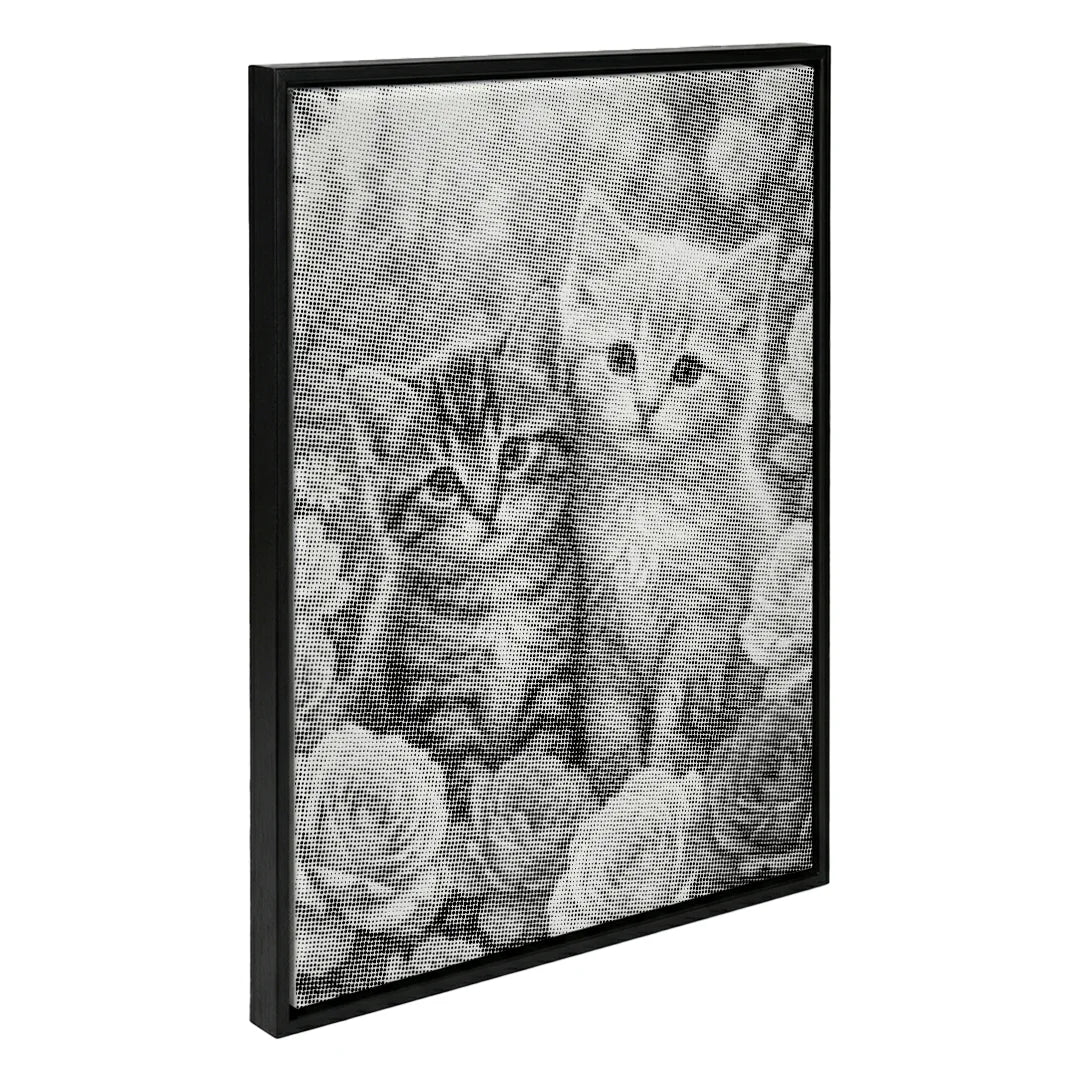 2 kattungar med blommor Dot målning