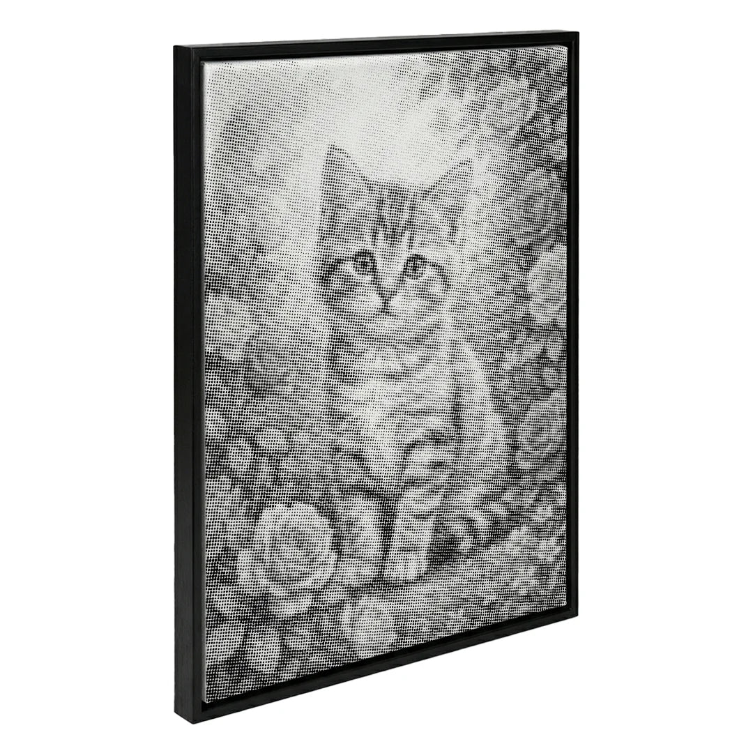 Katt med blommor Dot målning