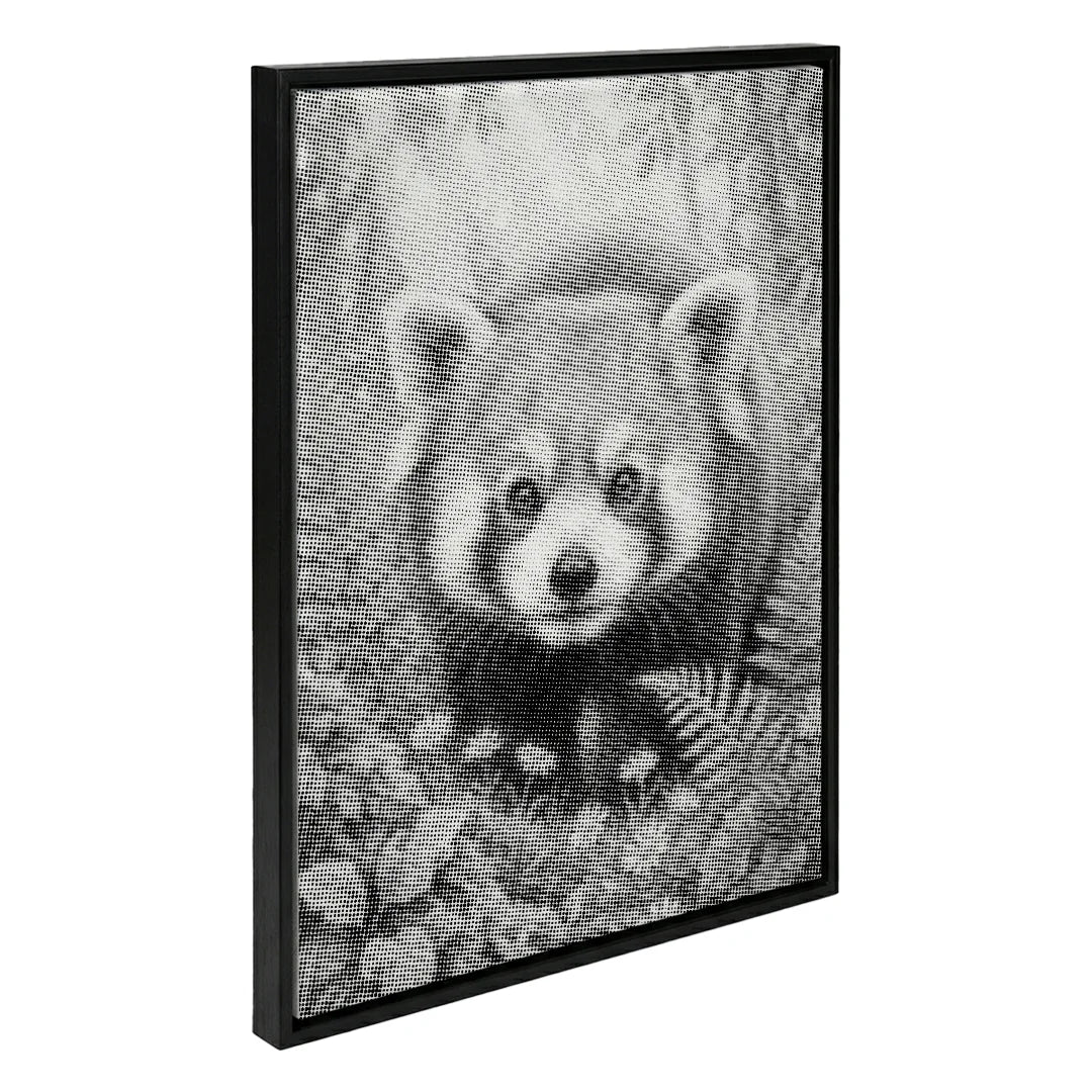 Röd panda med blommor prickmålning