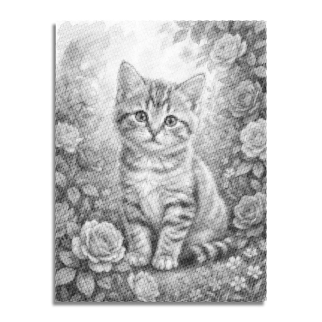 Katt med blommor Dot målning