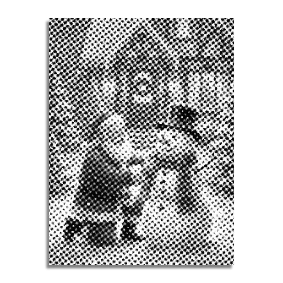 Jultomten med snögubbeprickmålning