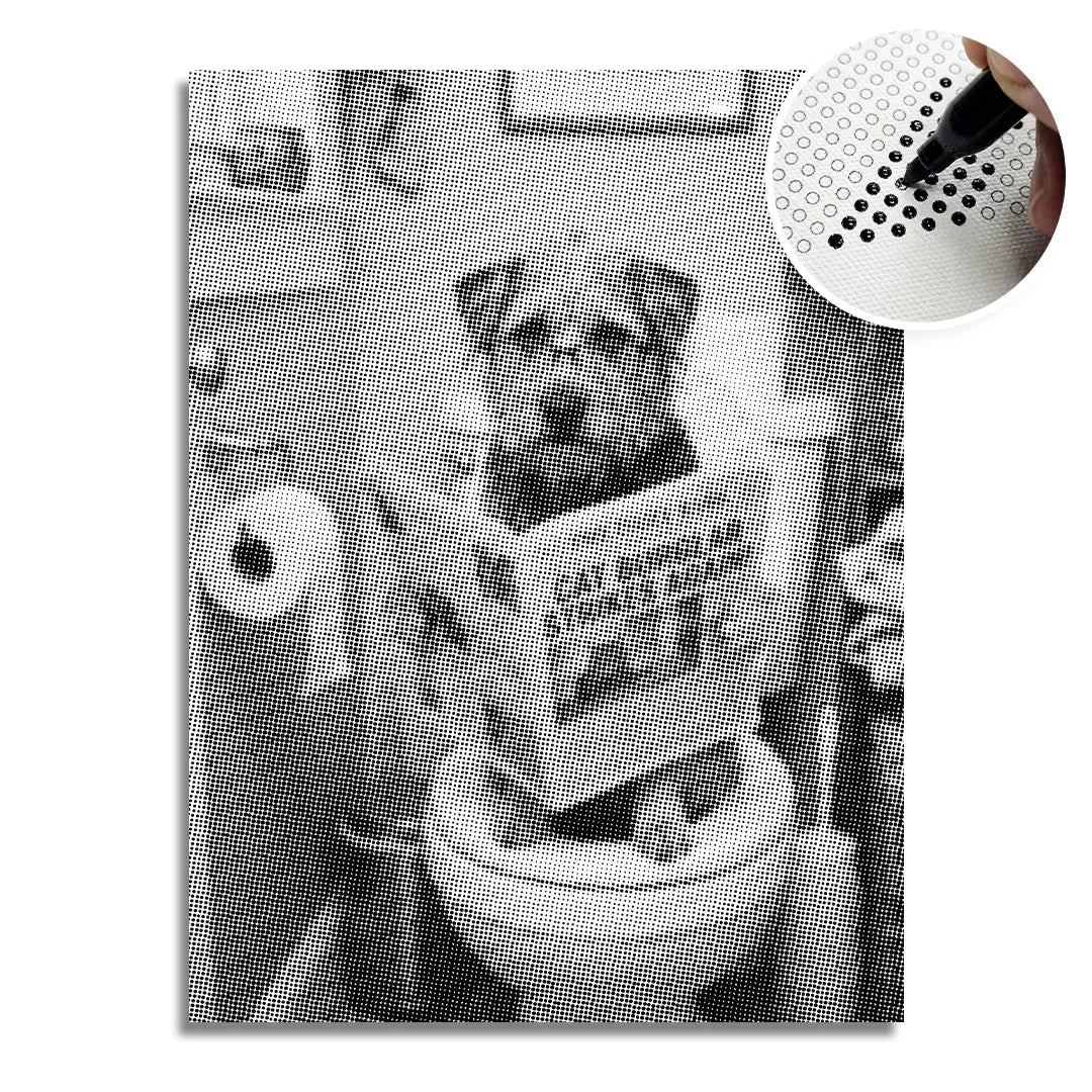 Hund på en toalett prickmålning