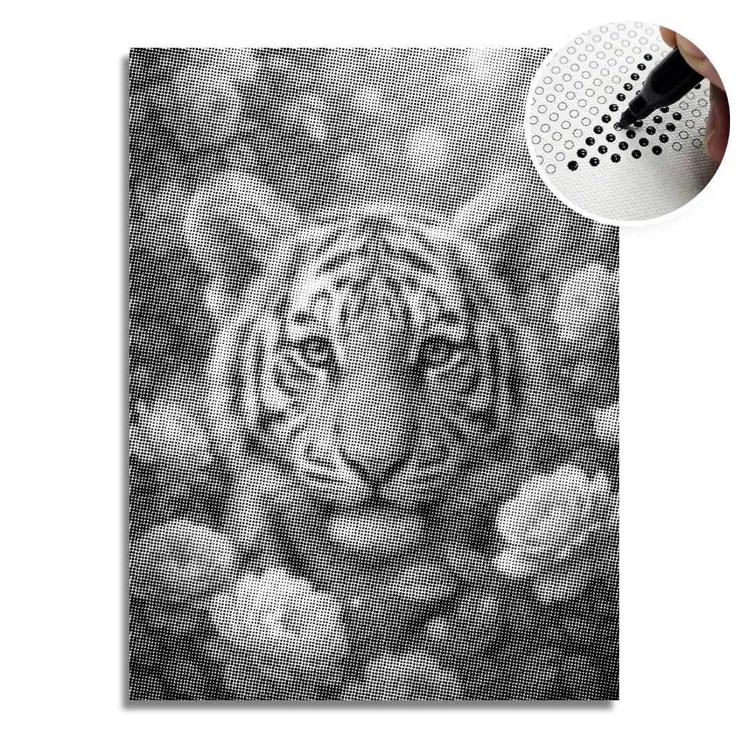 Tiger med blommor Dot målning