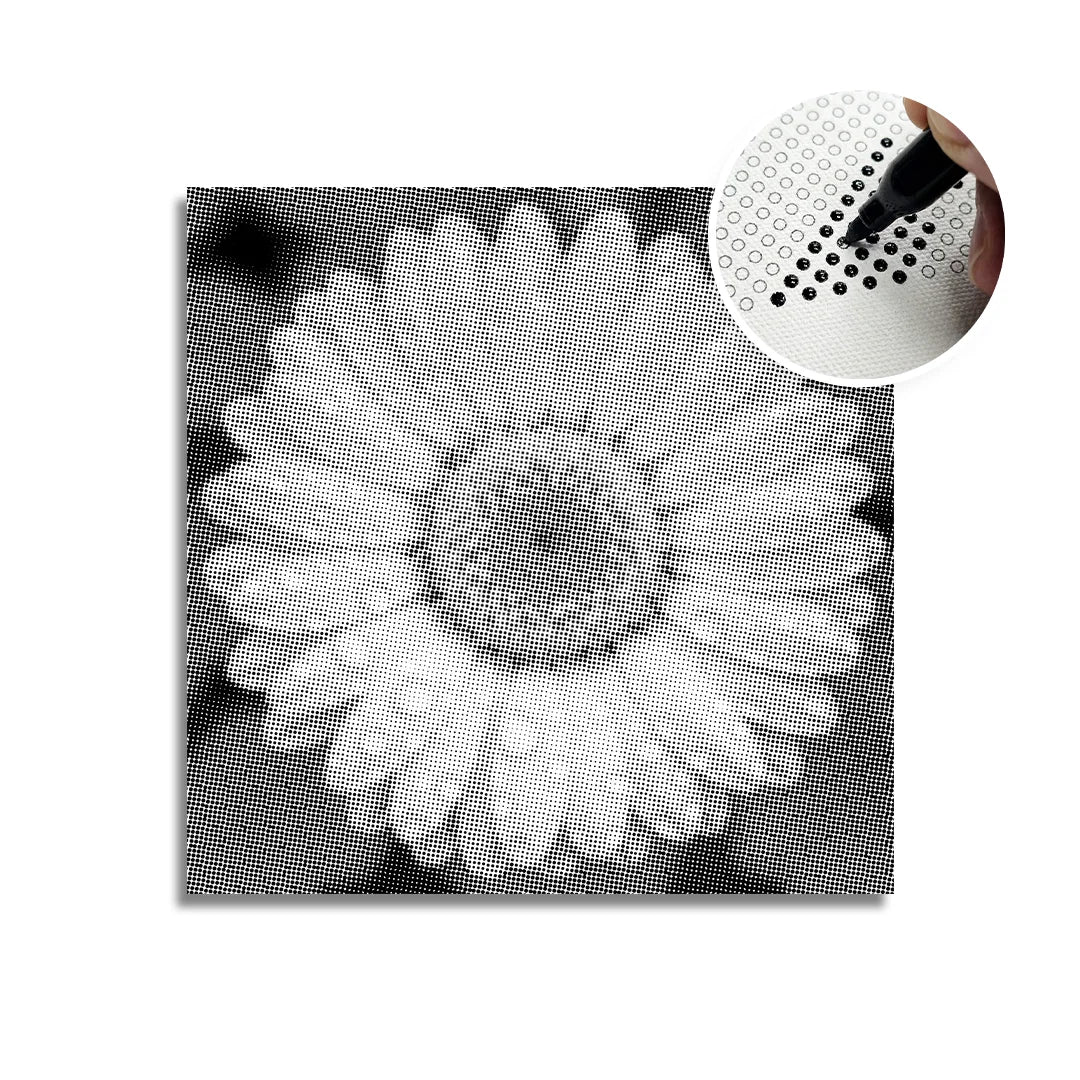 Blomma med vattendroppar Dot målning