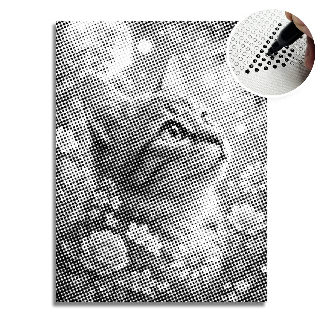 Katt med blommor Dot målning
