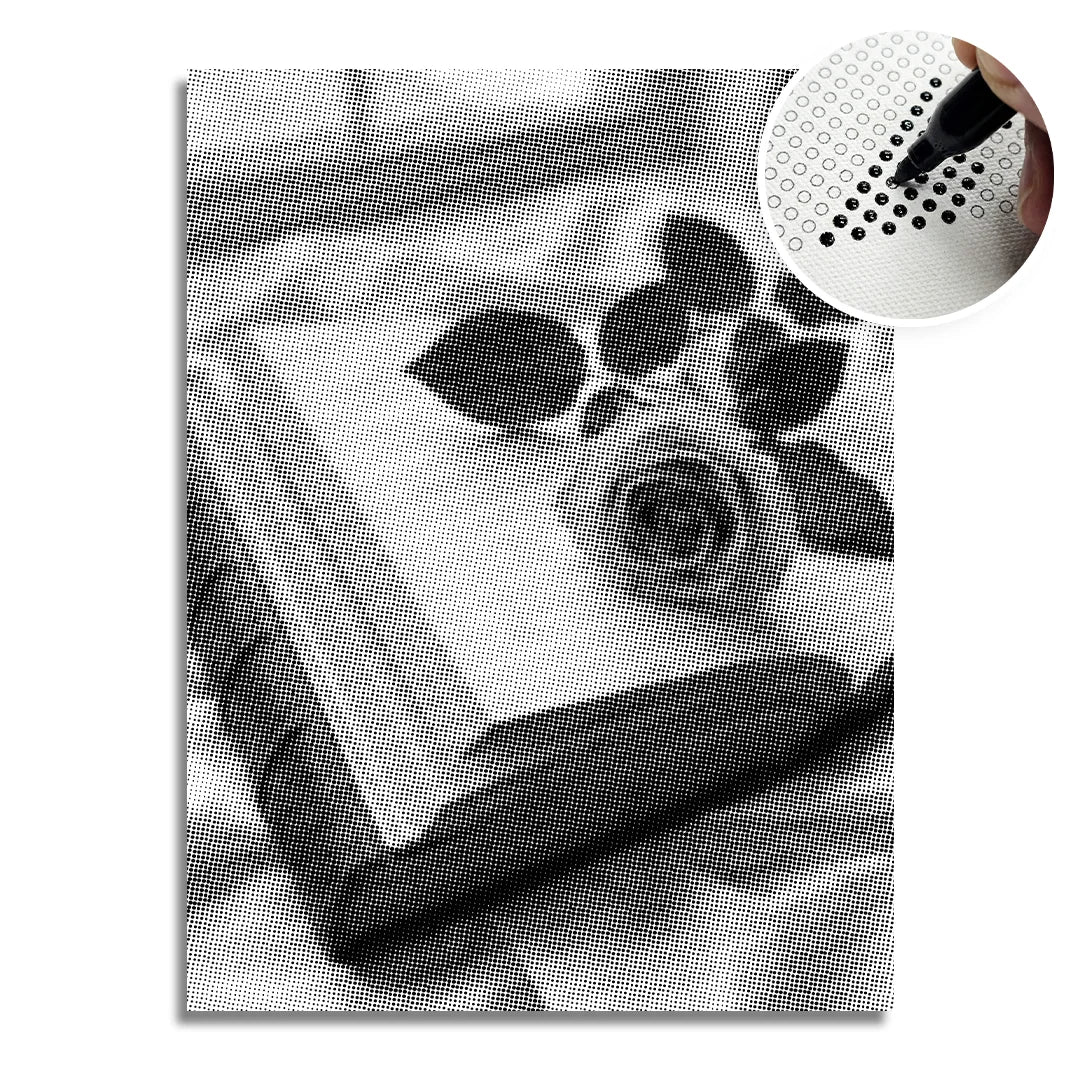 Rose med bokpricksmålning