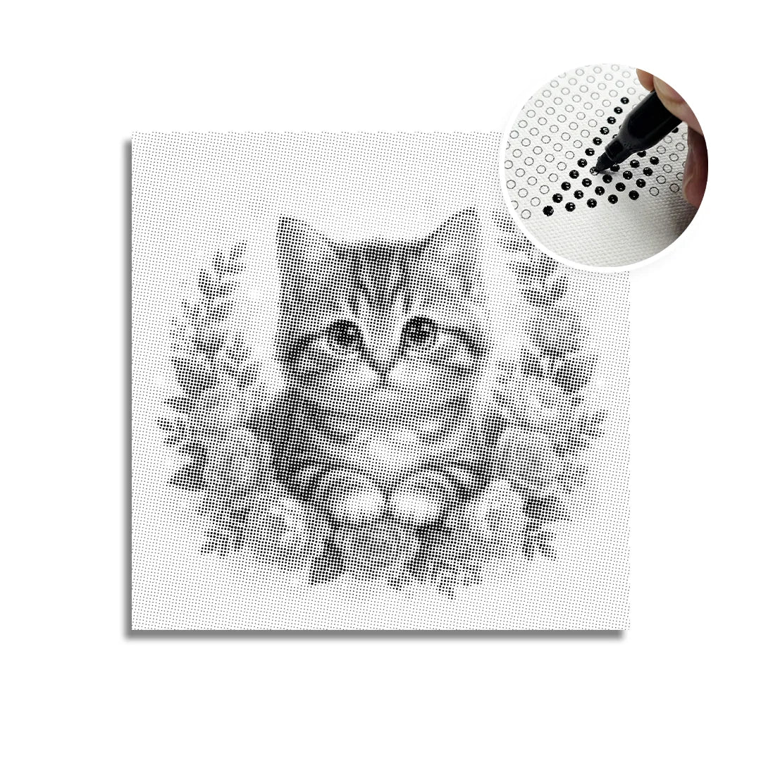 Katt med blommor 2 Dot målning