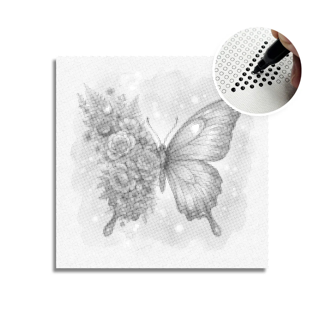 Flower Butterfly Dot Målning