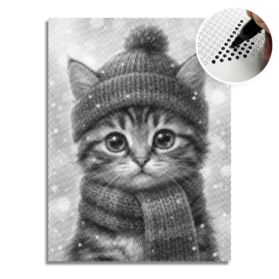 Vinter kattunge Dot målning
