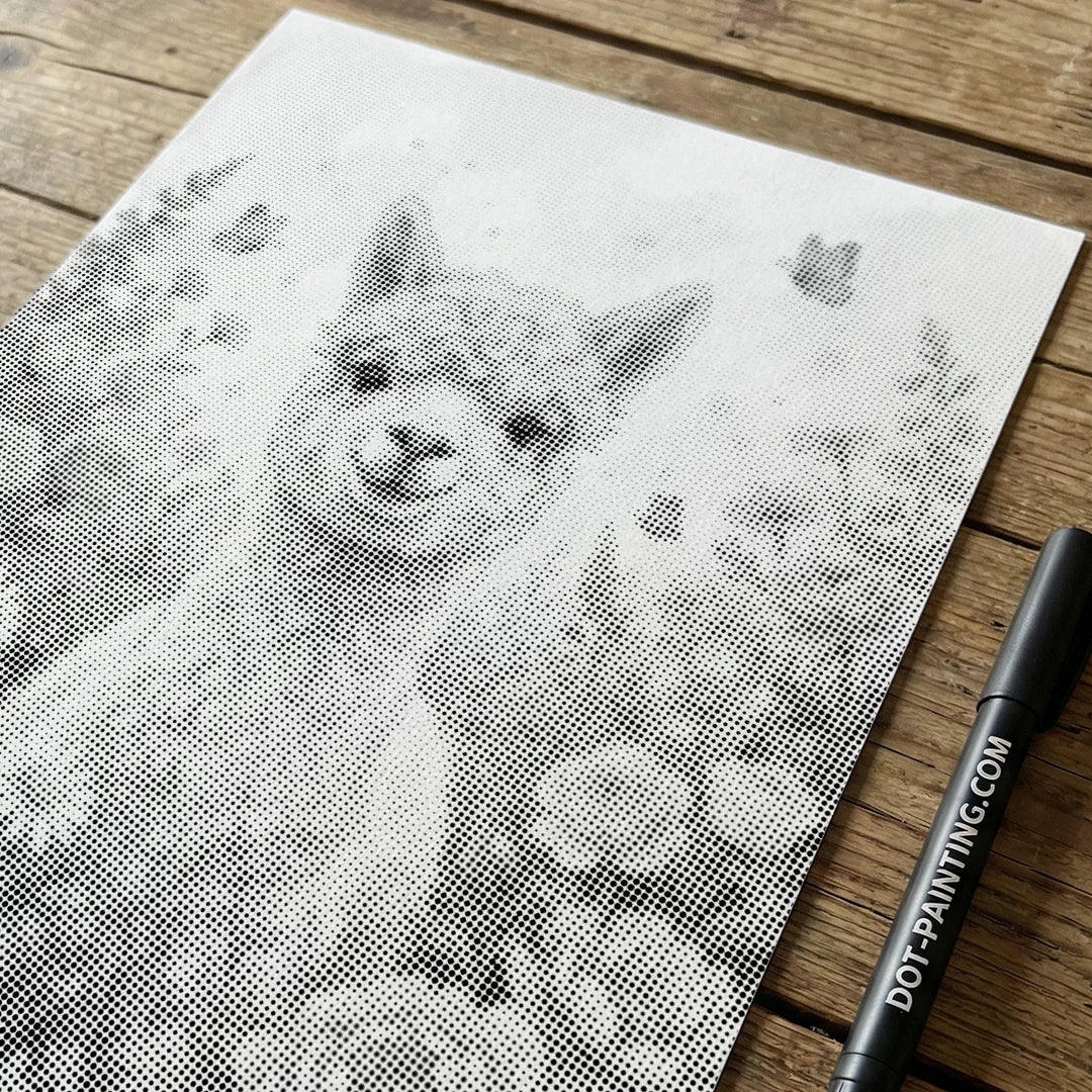 alpacka med blommor prickmålning