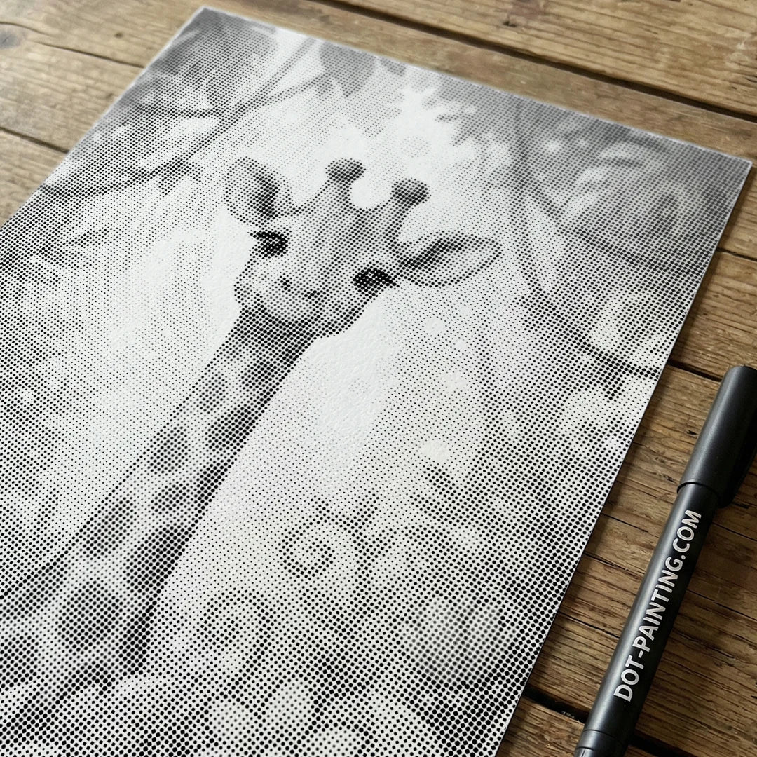 Giraff med blommor Dot målning