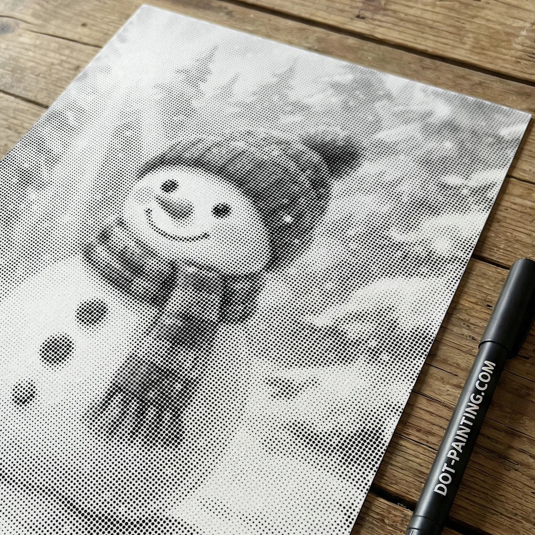 Snögubbe prick målning
