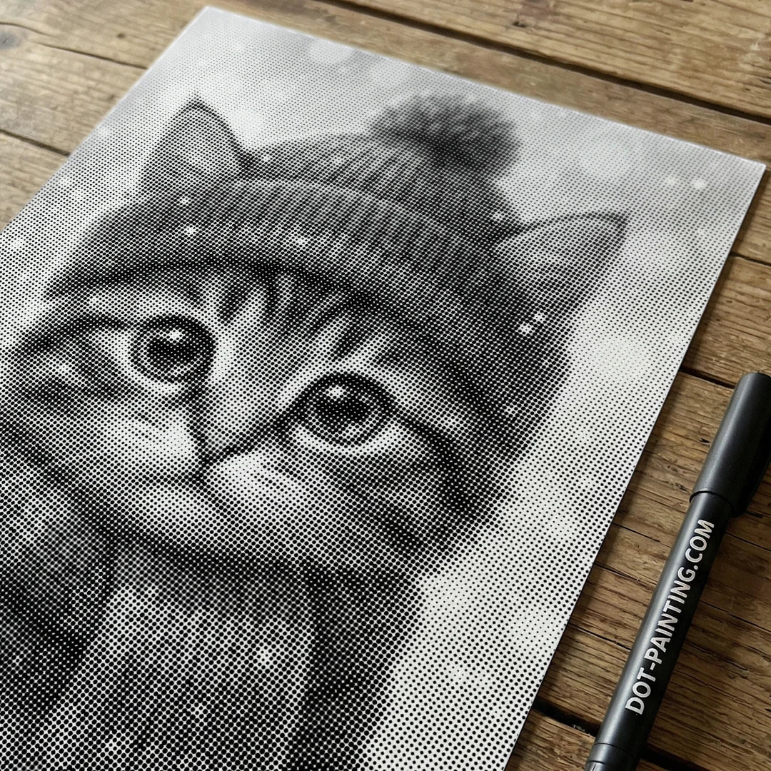 Vinter kattunge Dot målning