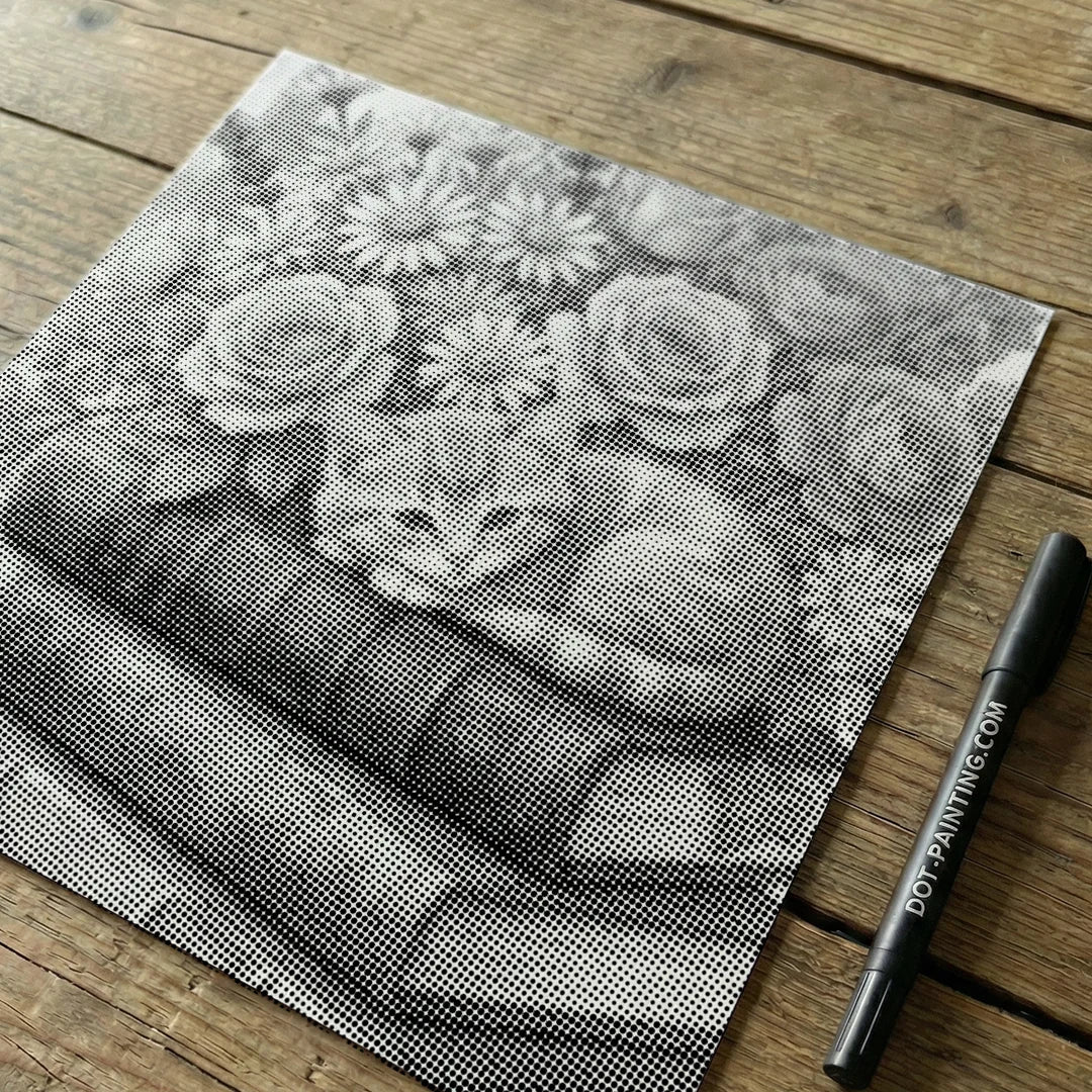 Katt på en bok Prickmålning