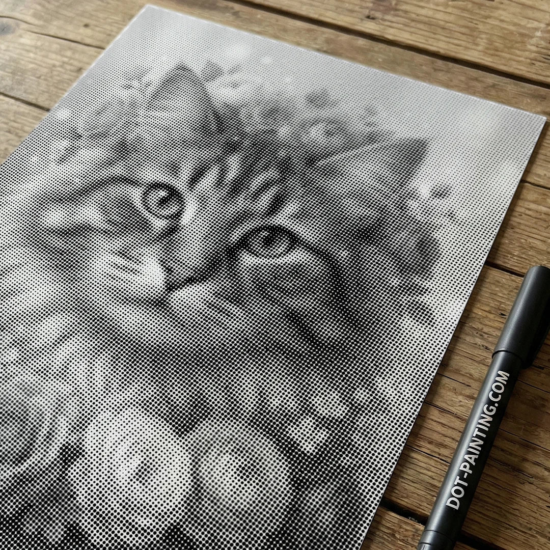 Katt med blommor Dot målning