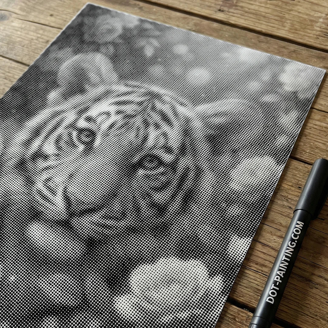 Tiger med blommor Dot målning
