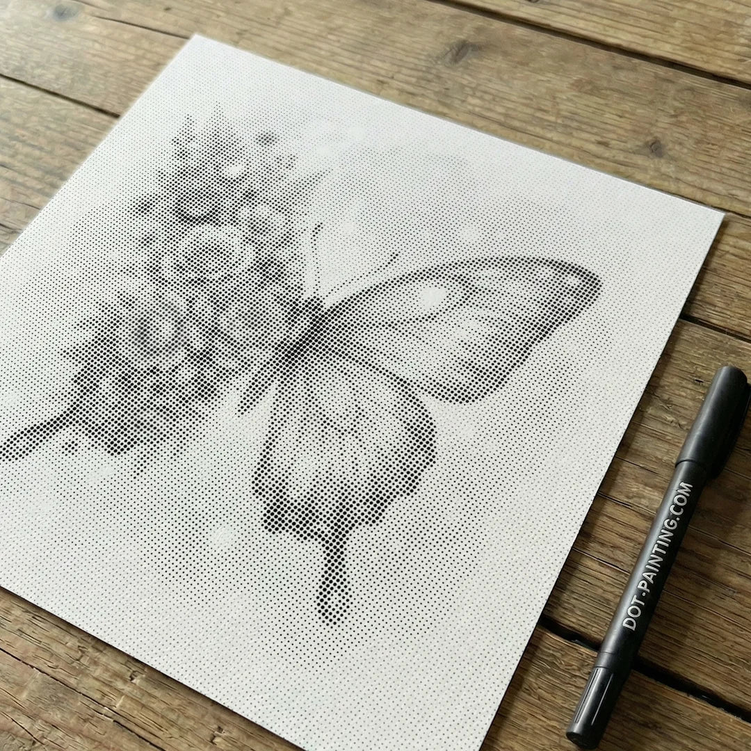 Flower Butterfly Dot Målning