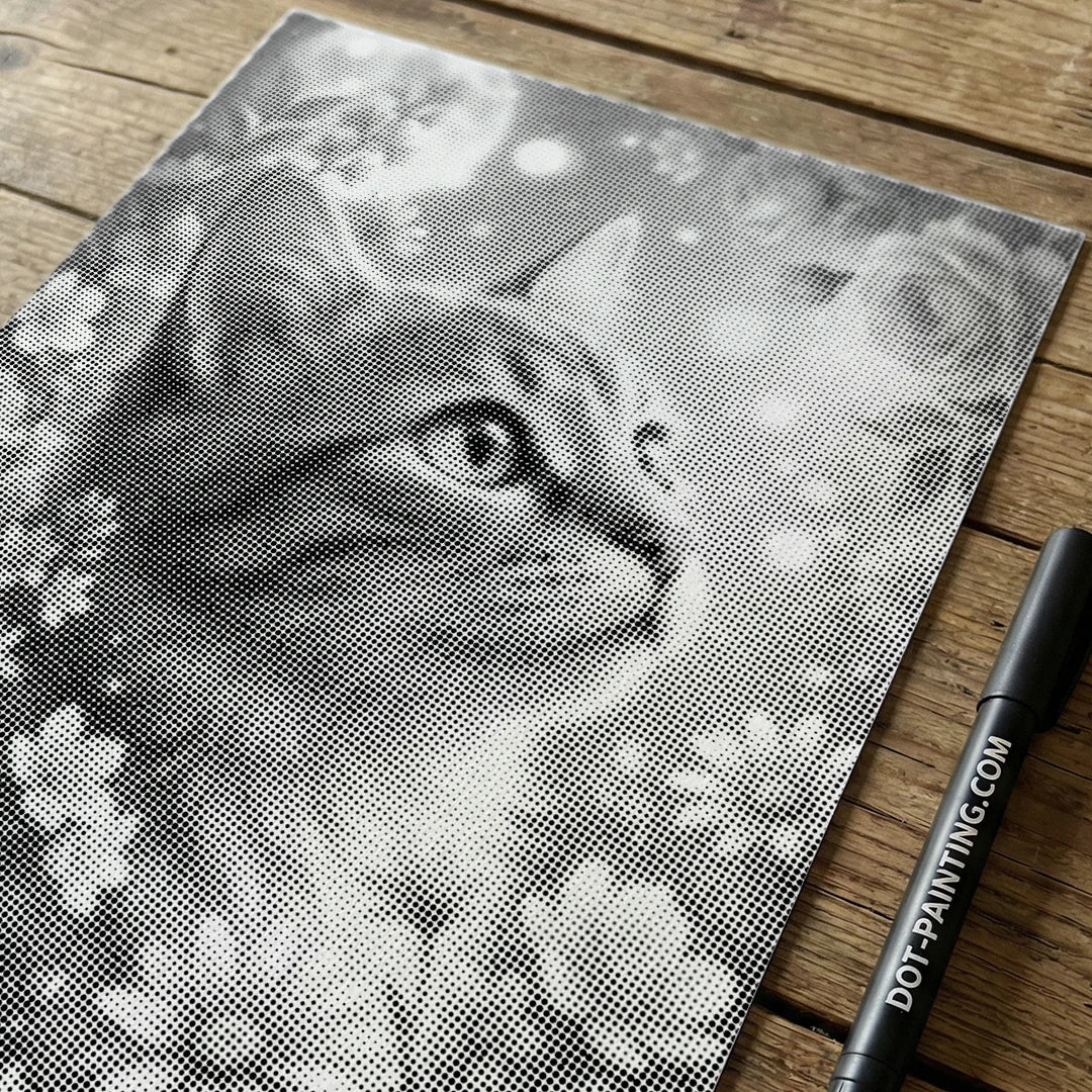 Katt med blommor Dot målning