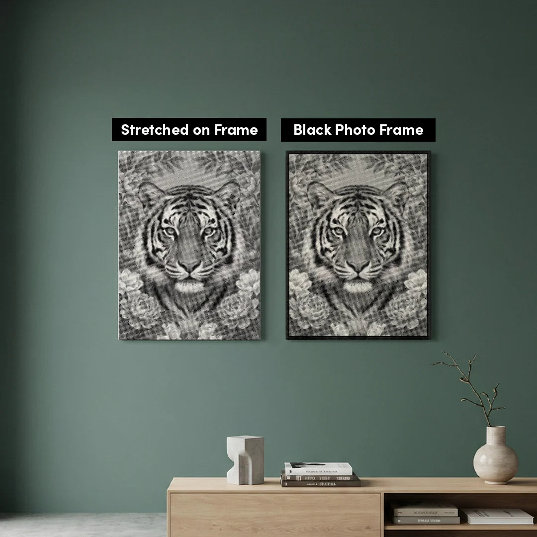 Tiger på blommor Dot målning
