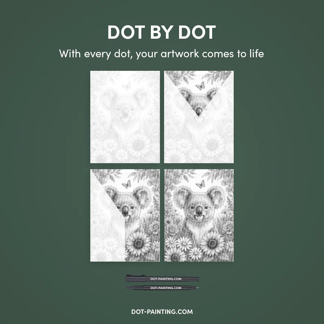 Koala med blommor Dot målning