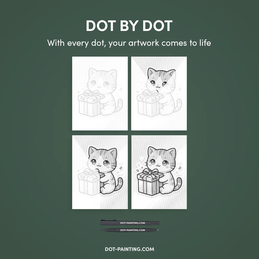 Katt med presentprickmålning