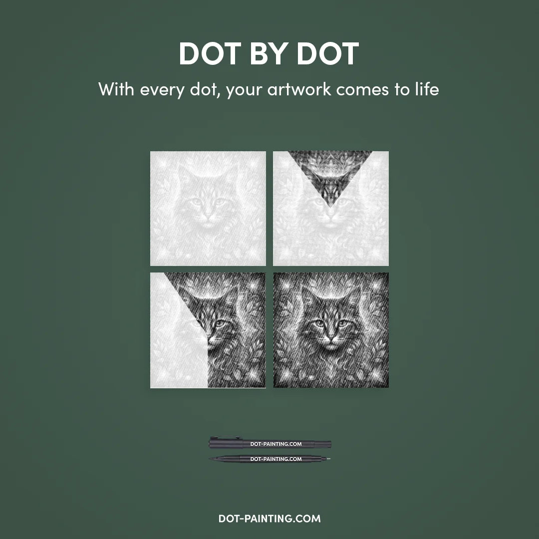 Katt med Flower Dot Målning