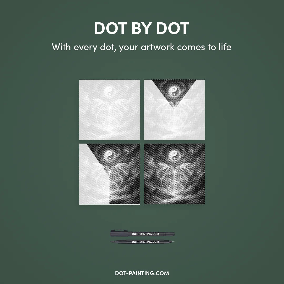 Ying Yang vattenfall prickmålning