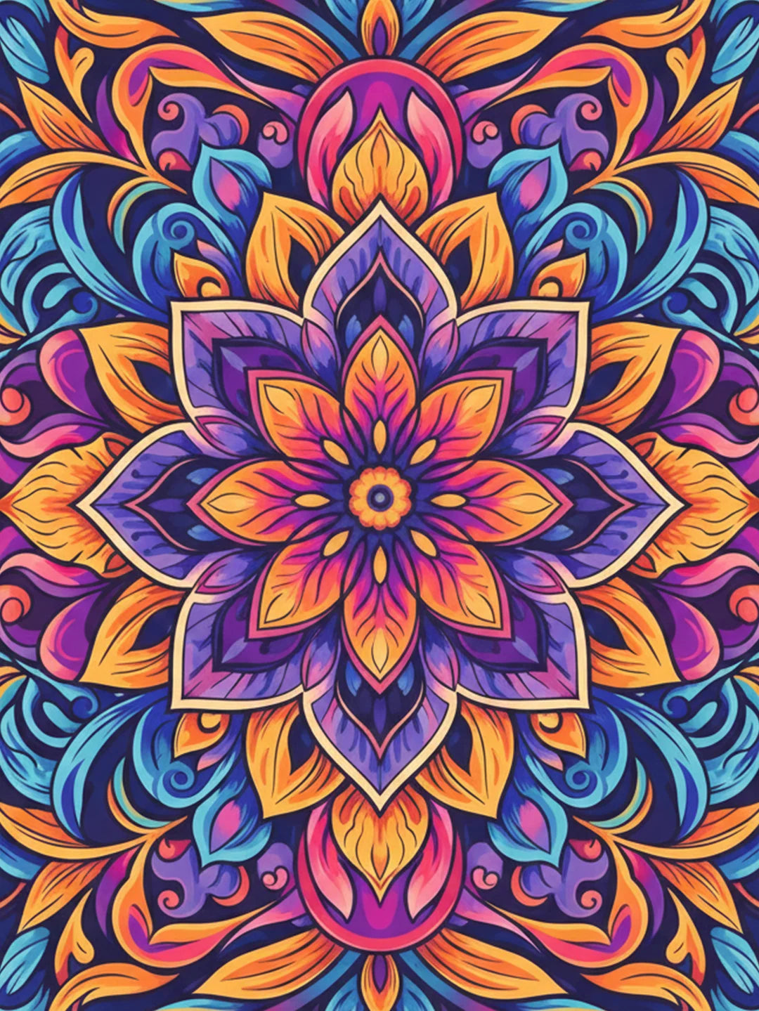 Blommigt Mandala Prickmålning