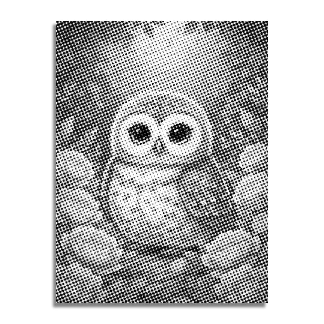 Baby Owl med blommor Dot målning