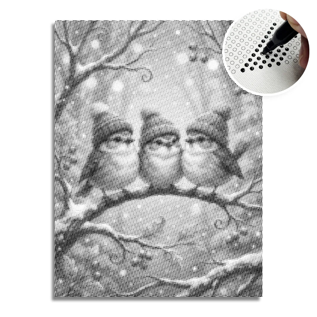 Fåglar med hattar Prickmålning