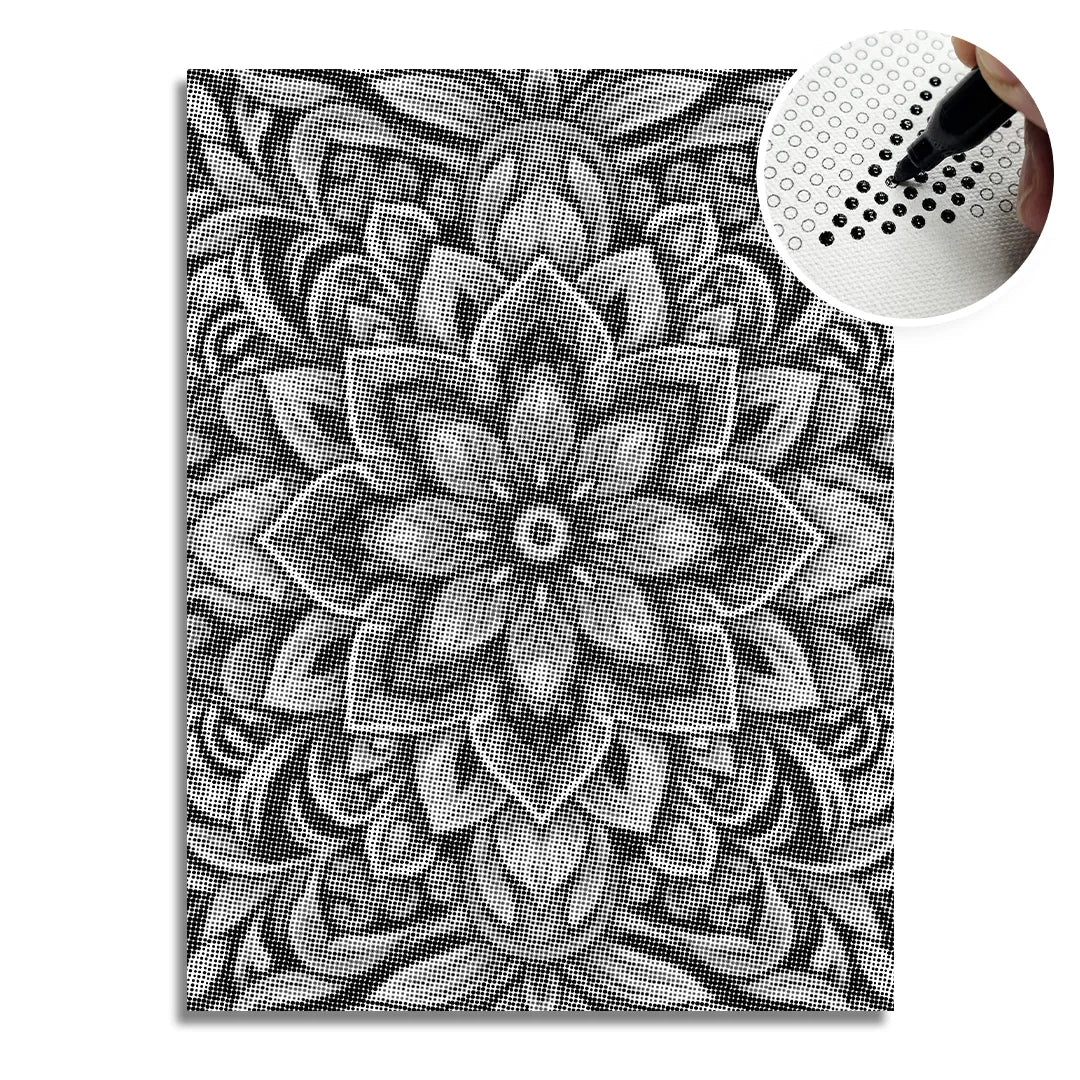 Blommigt Mandala Prickmålning