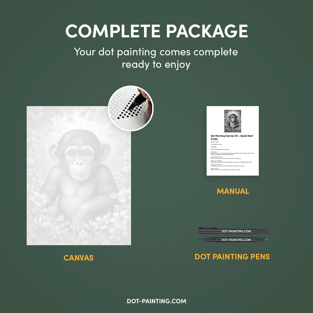 Apa med blommor Dot målning