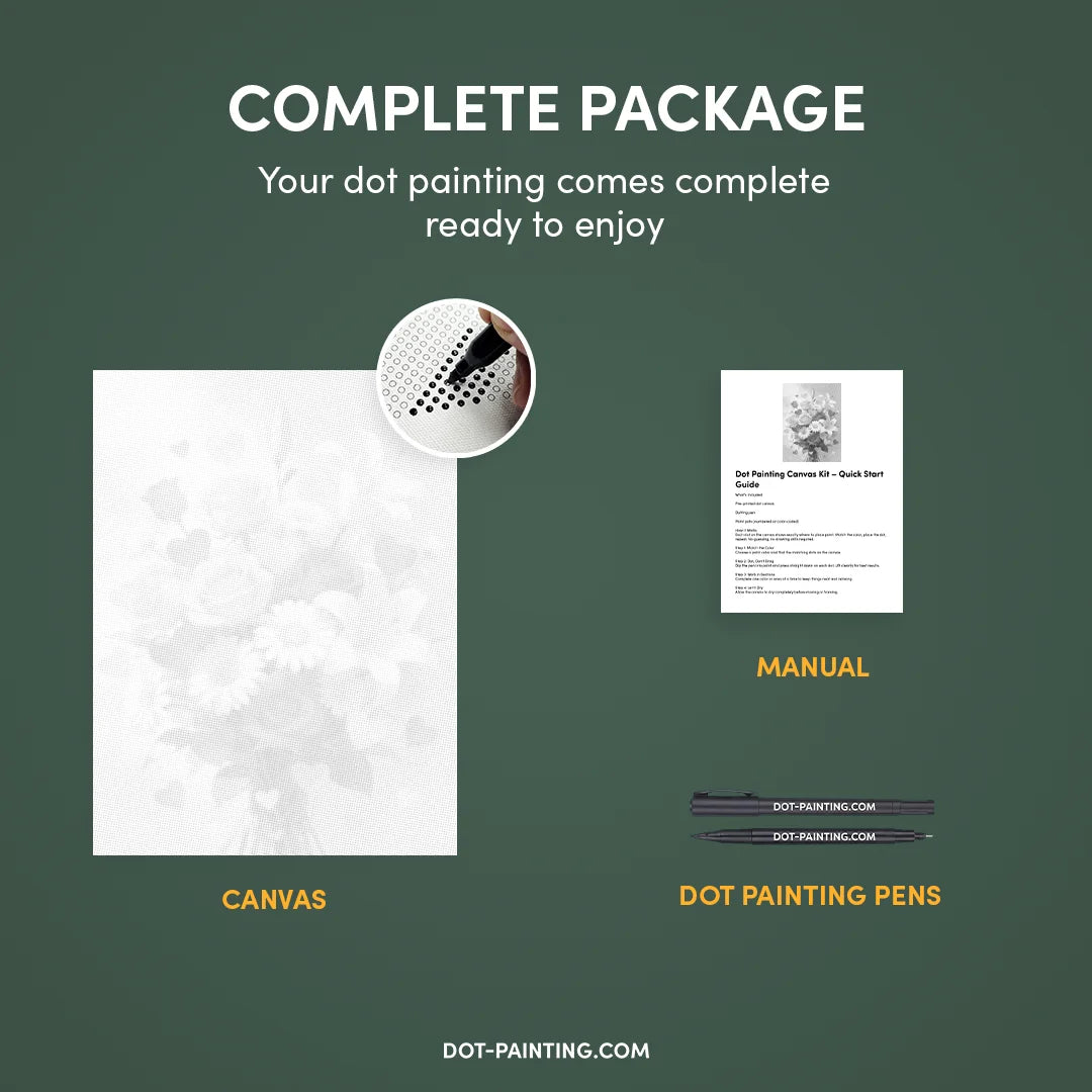 Hjärtan och blommor prickmålning