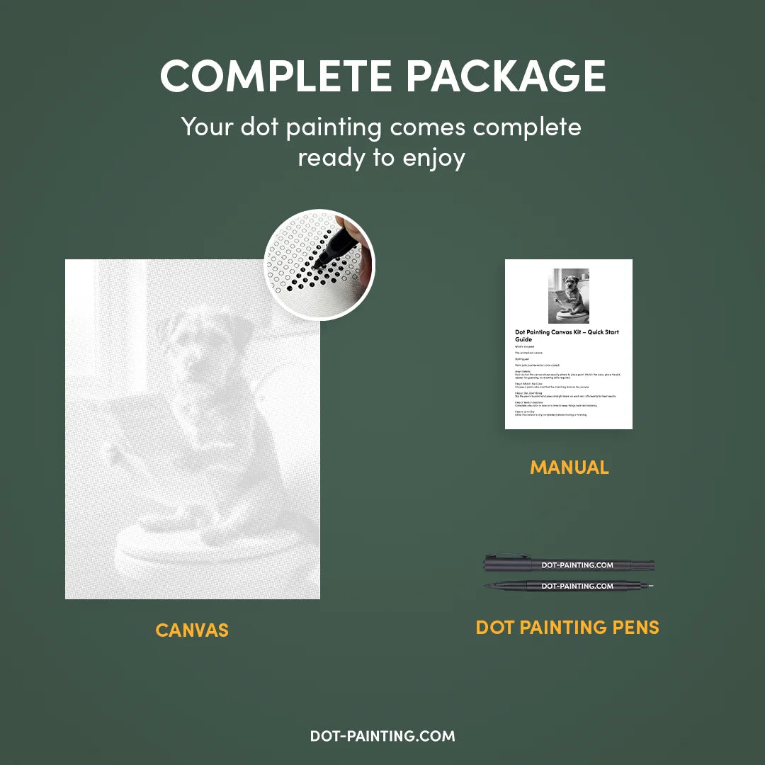 Hund på en toalett 2 prickmålning