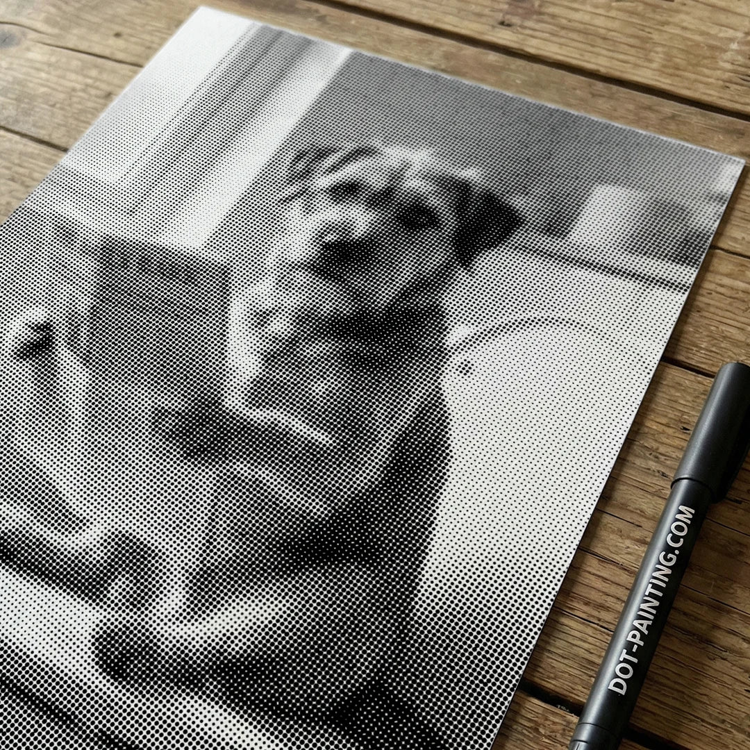 Hund på en toalett 2 prickmålning