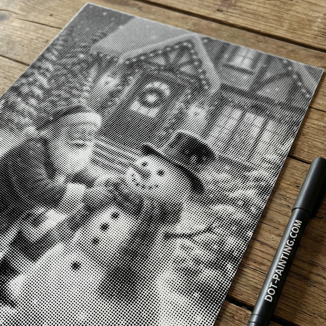 Jultomten med snögubbeprickmålning