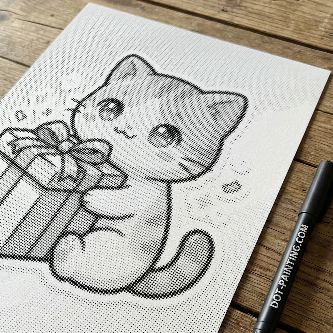 Katt med presentprickmålning