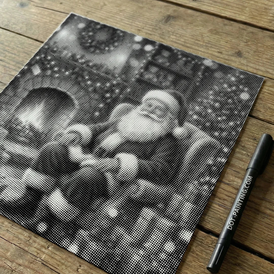 Jultomten med gåvor Dot målning