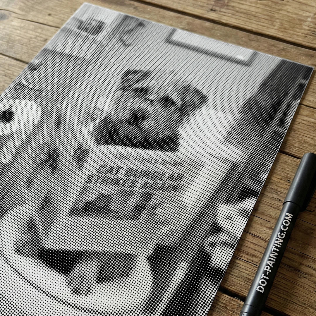 Hund på en toalett prickmålning