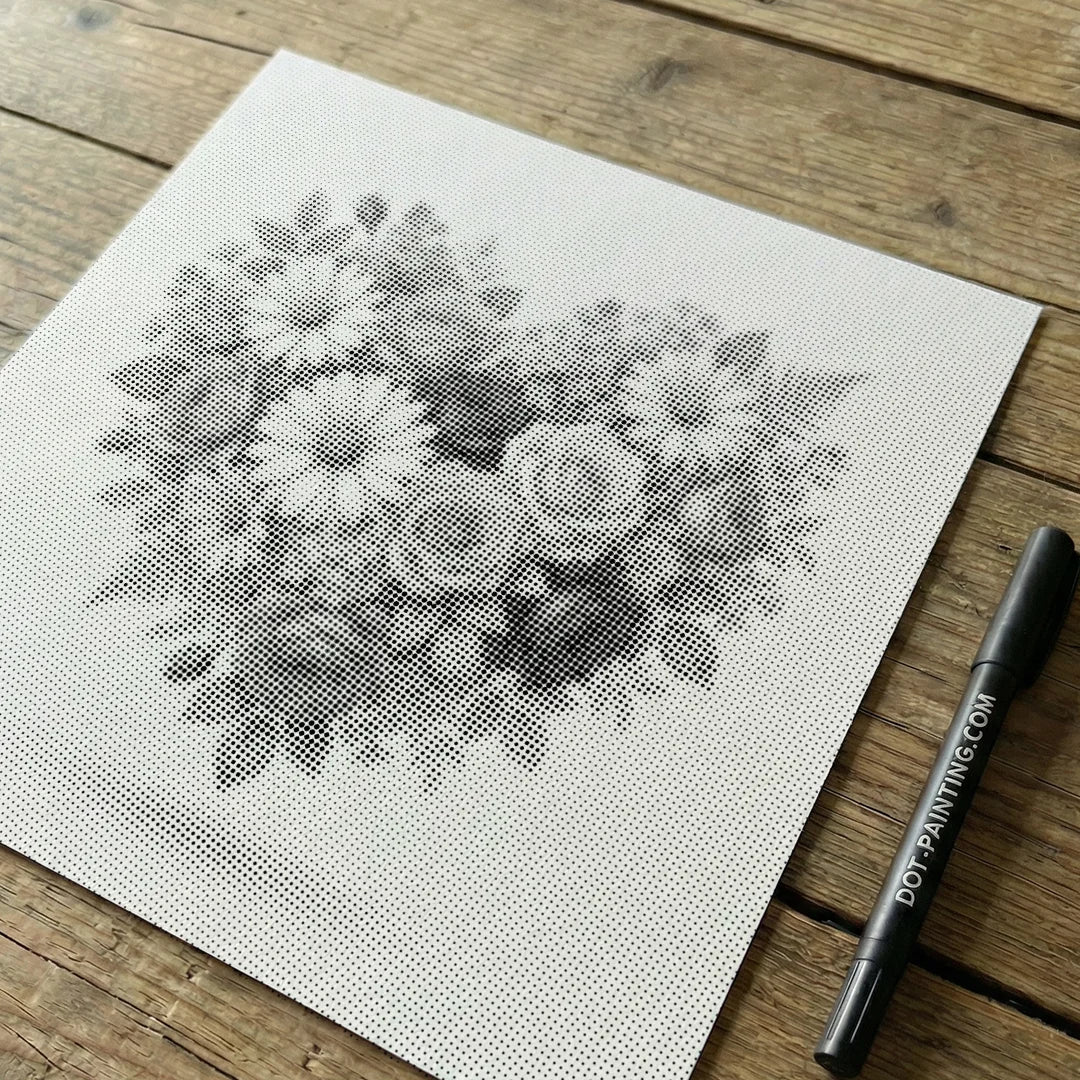 Blomma hjärta prick målning