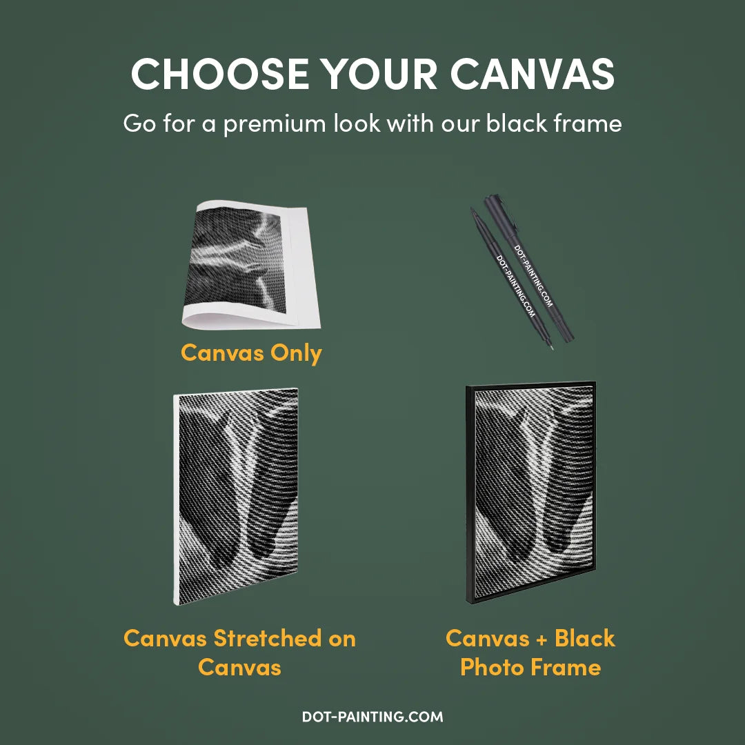 Två hästar prickmålning