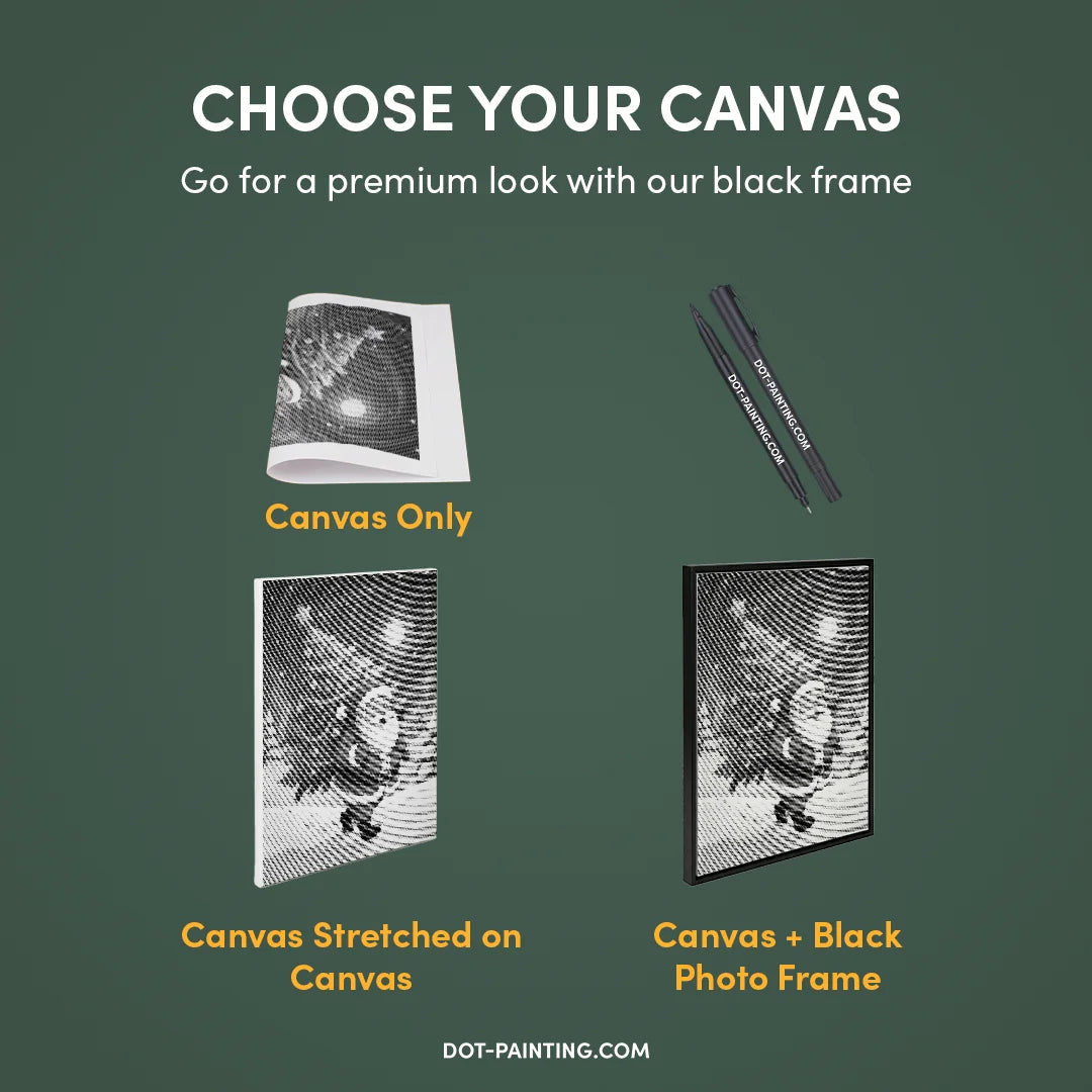 Jultomten med julgran prickmålning