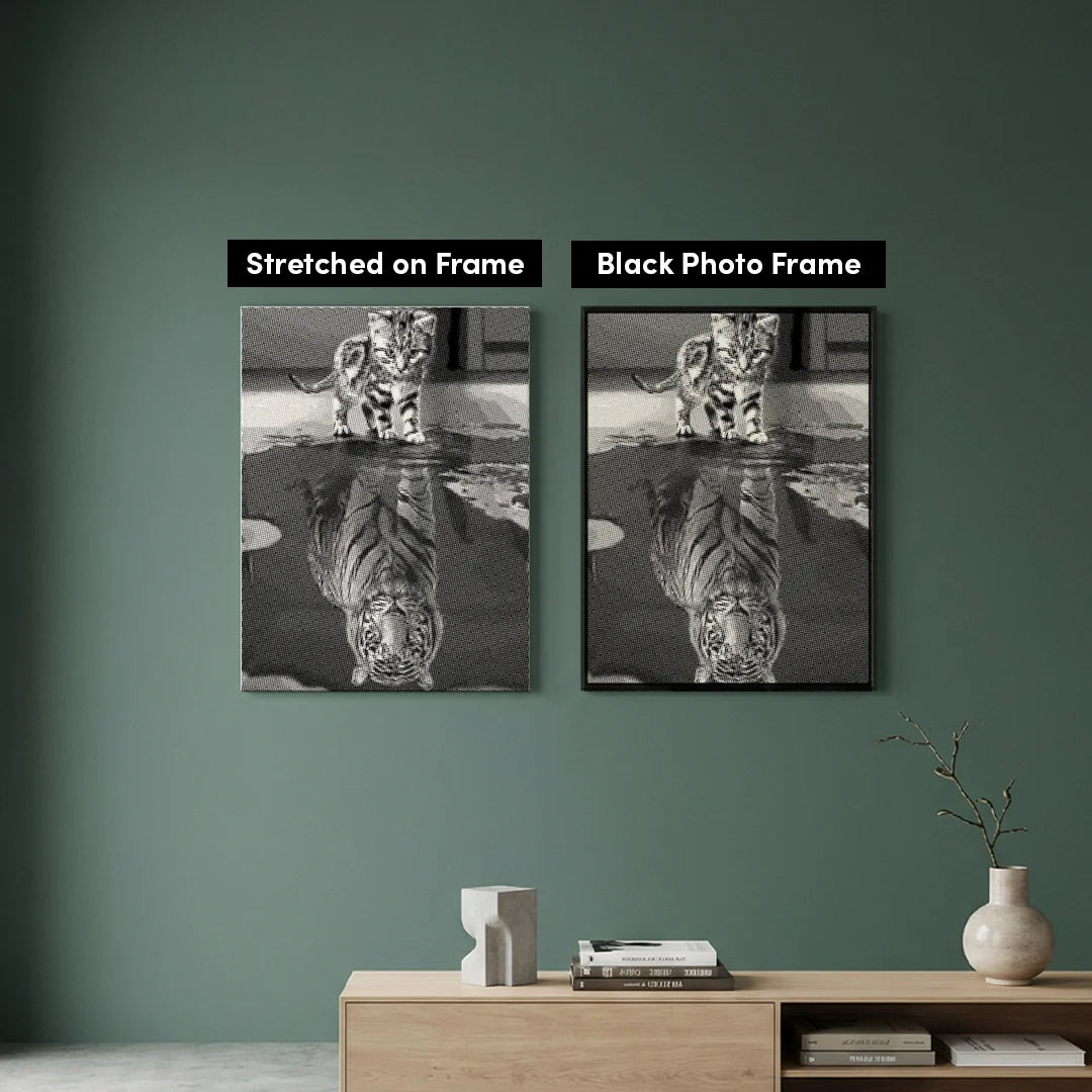 Katt med tigerreflektion prickmålning