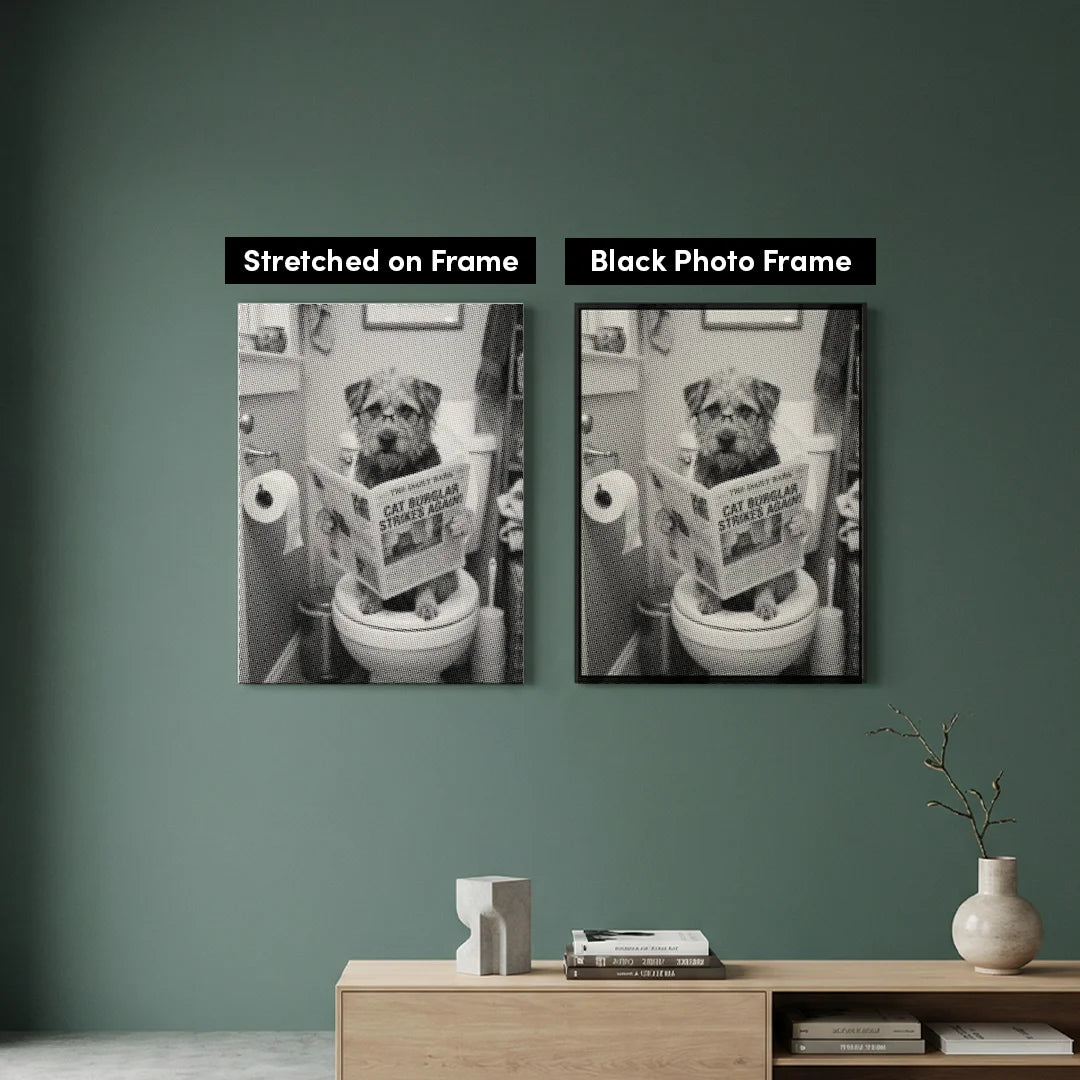 Hund på en toalett prickmålning