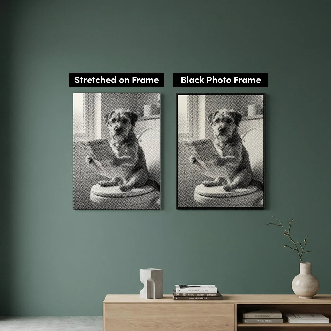 Hund på en toalett 2 prickmålning