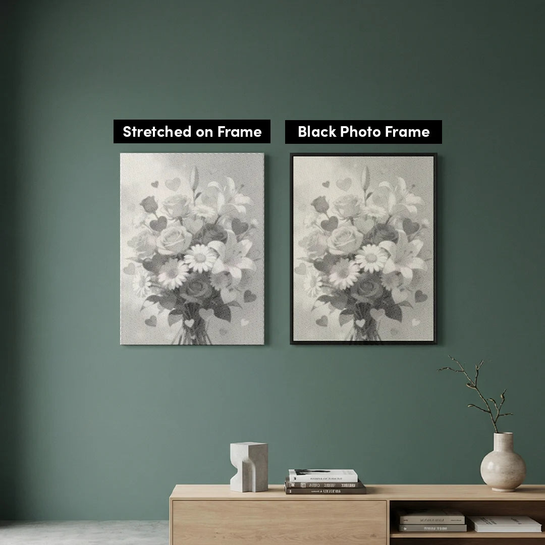 Hjärtan och blommor prickmålning