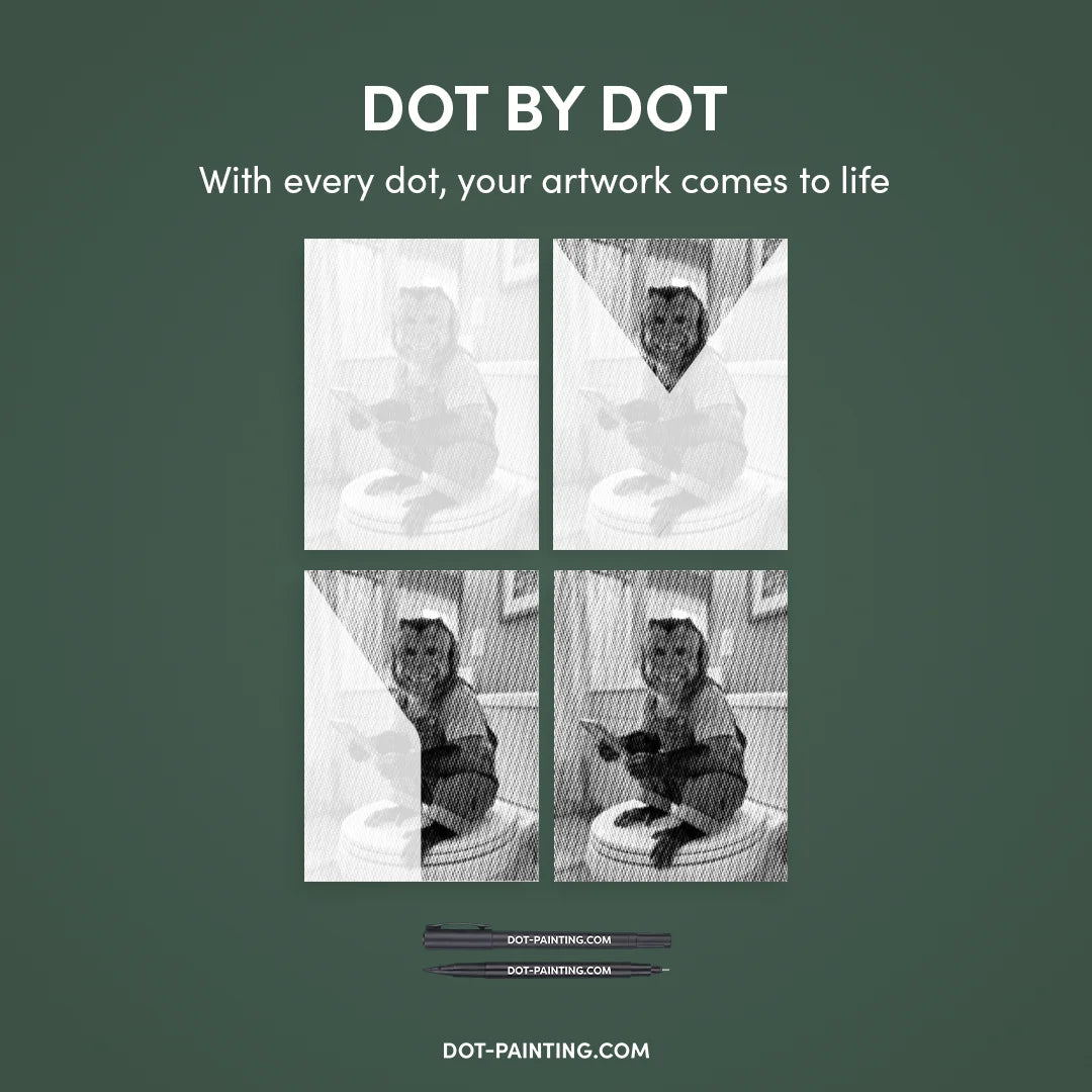 Apa på en toalett prickmålning