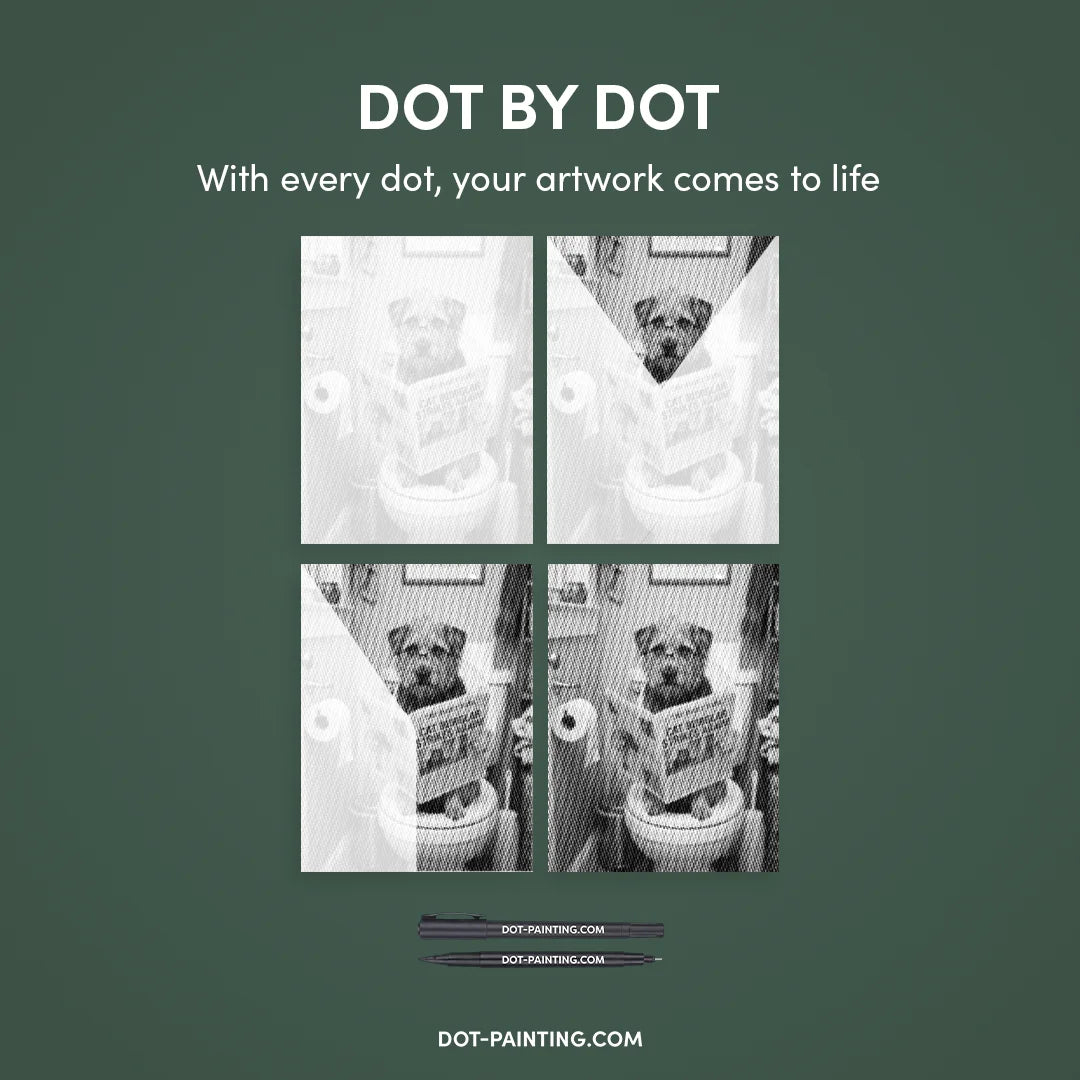 Hund på en toalett prickmålning