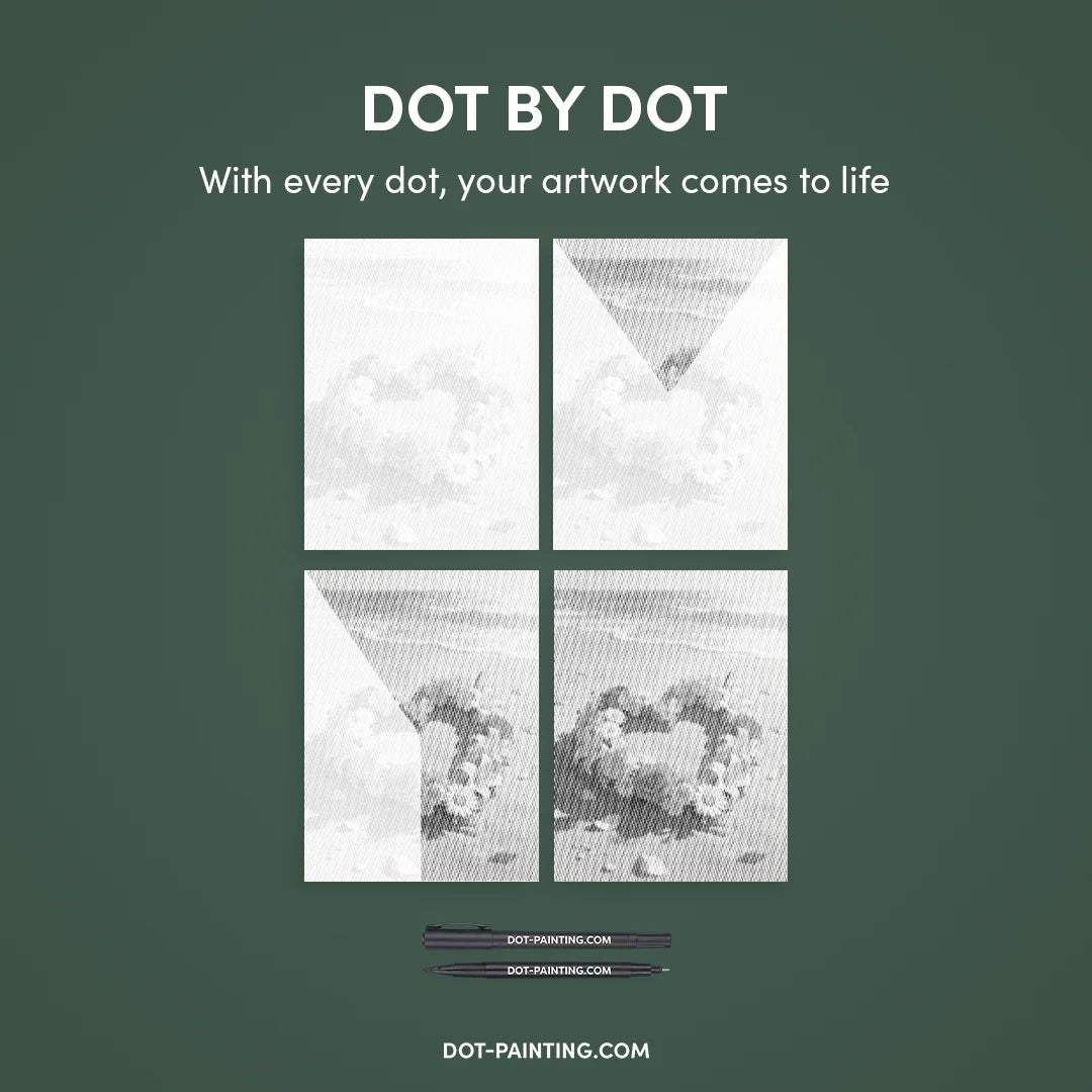 Blommor på stranden prickmålning